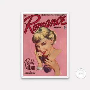 Romance Magazine Poster February PRINTABLE ART, Vintage Pulp Romance Magazine Cover, Vintage Magazine Art Cover, Retro Magazine, Pink Vintage Wall Art