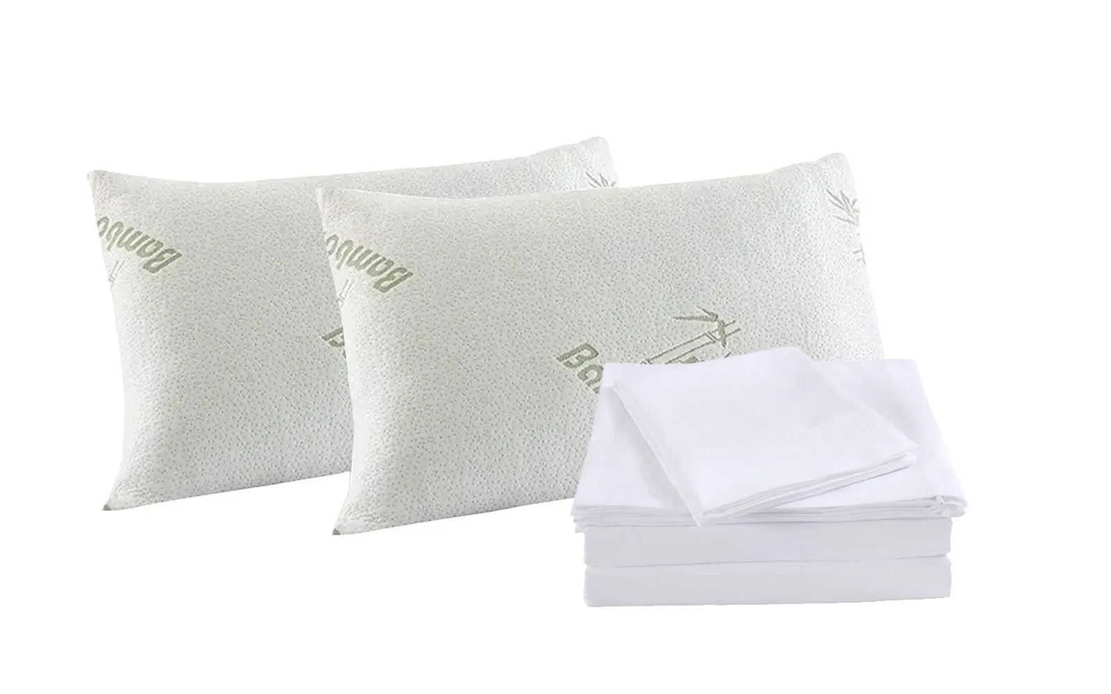 Royal Comfort Bamboo Blend Sheet Set 1000TC and Bamboo Pillows 2 Pack Ultra Soft Queen White