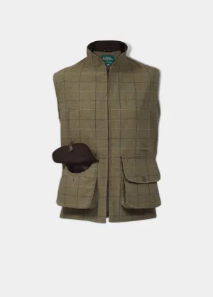 Rutland Men's Tweed Waistcoat In Dark Moss - Shooting Fit