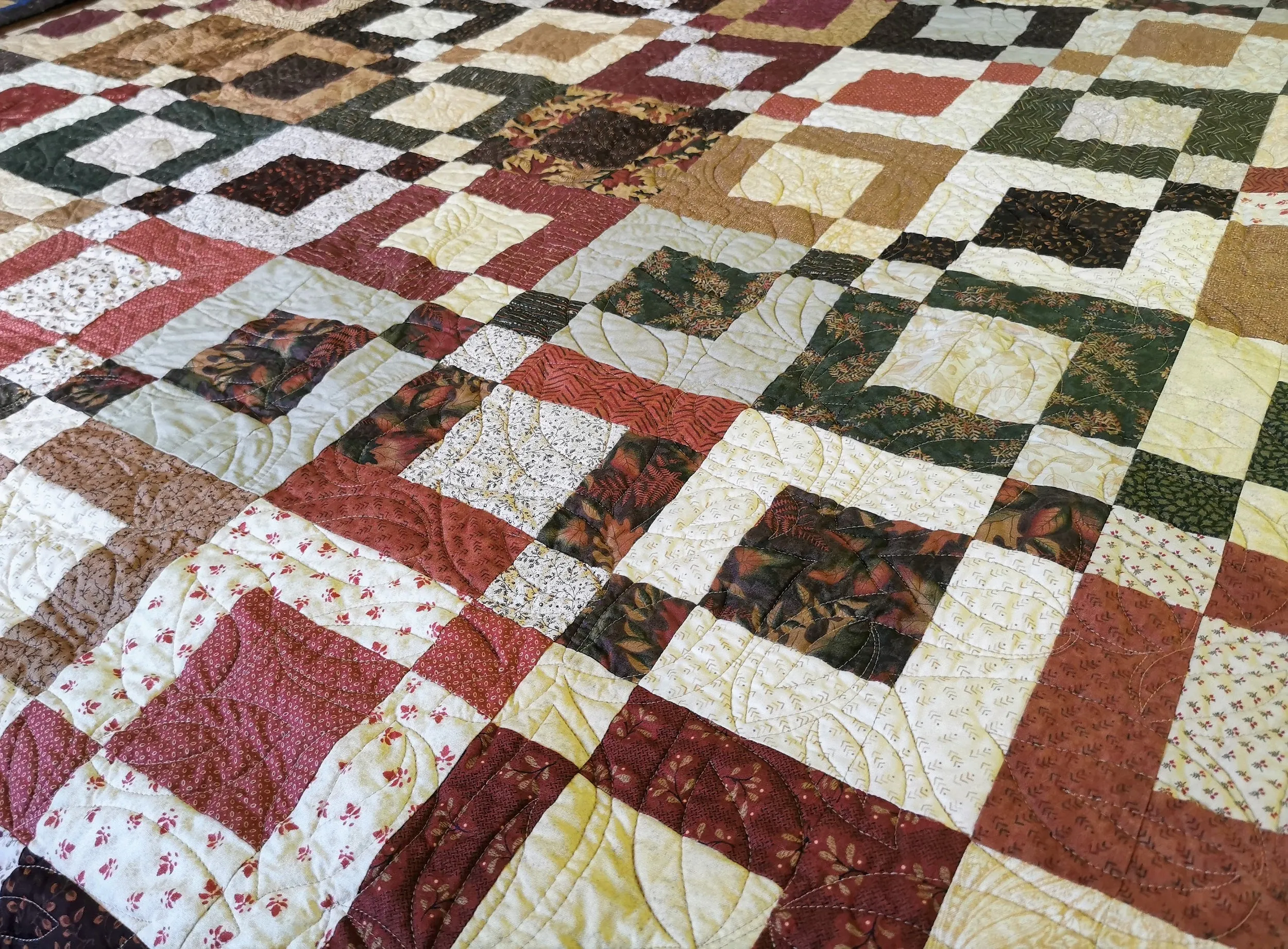 Scrappy Patchwork Quilt, Large Queen Size