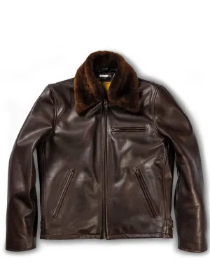 Shangri-La Heritage “Varenne” Fur Collar Brown Leather Jacket