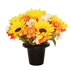 Sincere 25cm Yellow Autumn Flower Mix Grave Pot