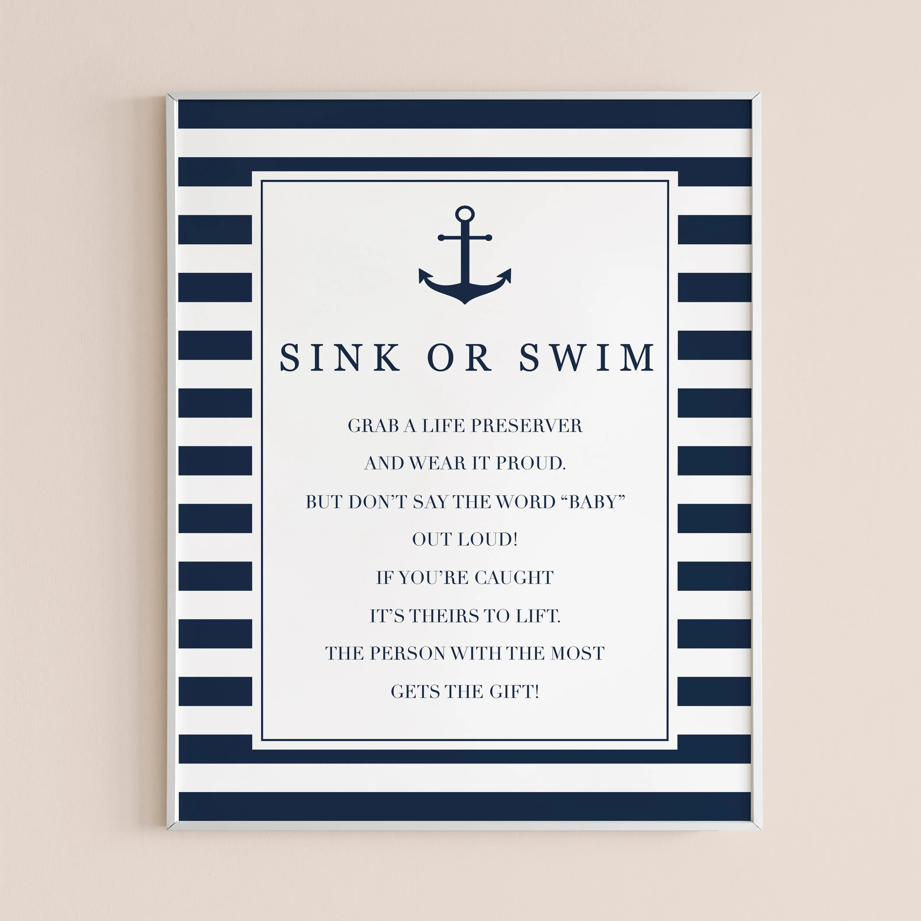 Sink or Swim Baby Shower Game Don't Say Baby