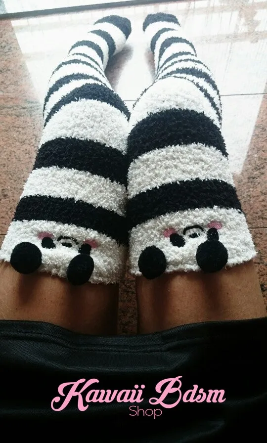 Striped Panda Thigh Highs