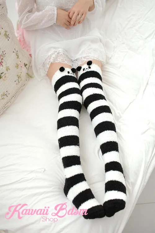 Striped Panda Thigh Highs