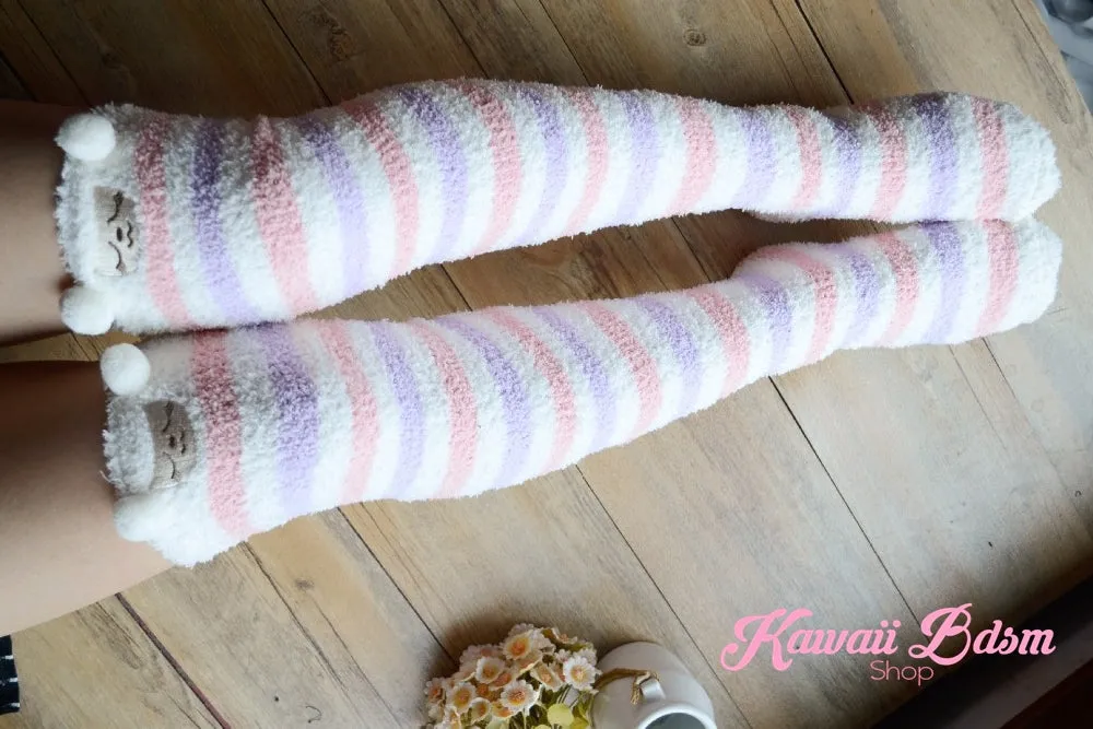 Striped Sheep Thigh Highs