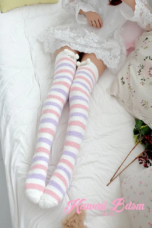 Striped Sheep Thigh Highs