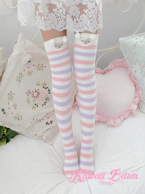 Striped Sheep Thigh Highs