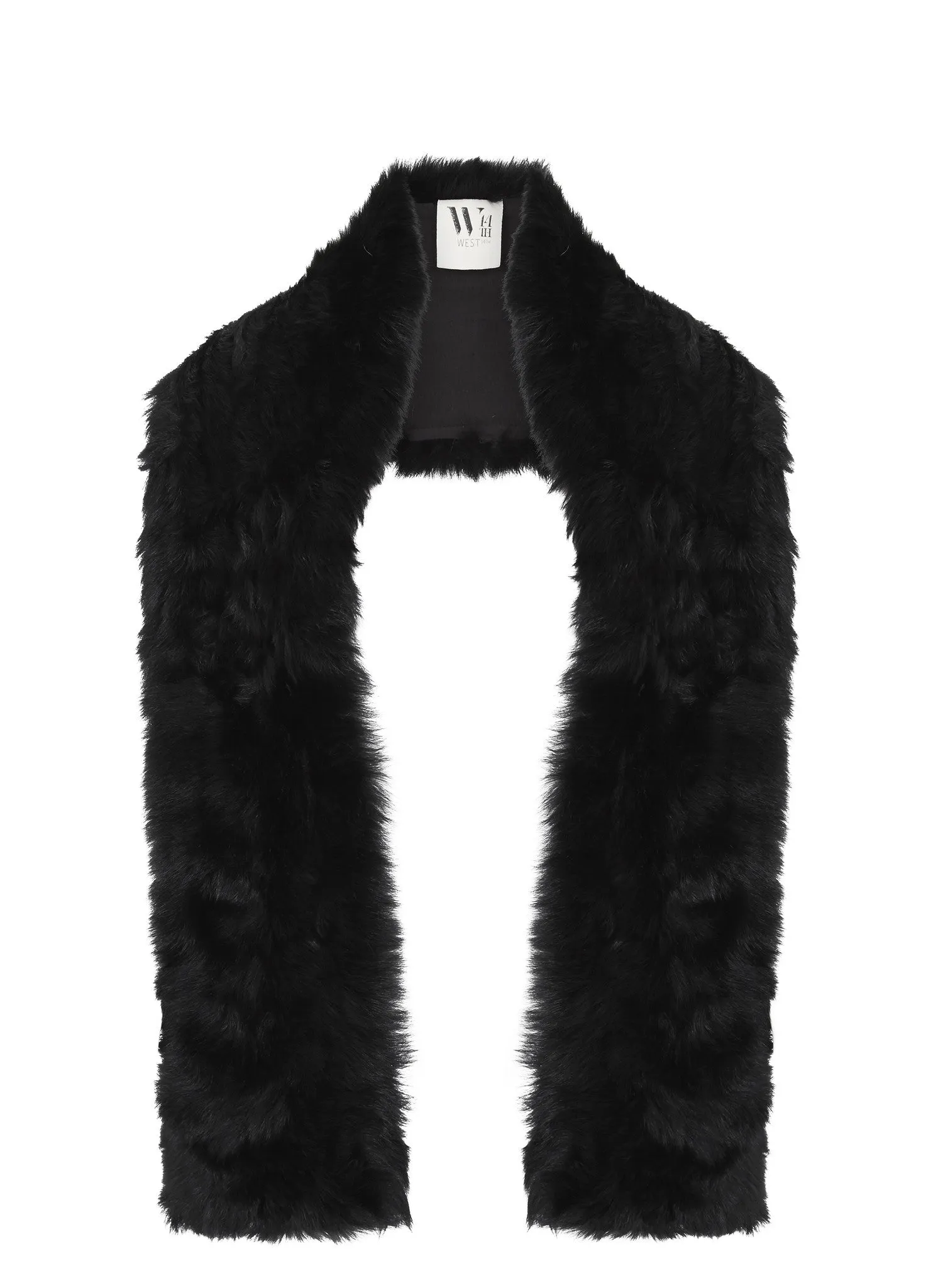 Upper West Scarf in Italian Long Hair Black Shearling