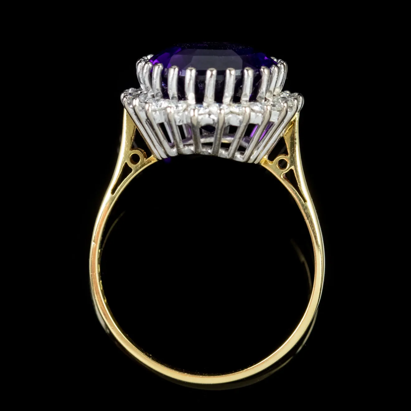 Vintage Amethyst Diamond Ring 18Ct Gold 6Ct Amethyst Circa 1960