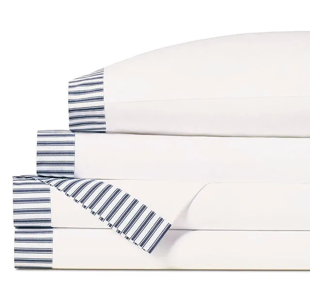 Vintage Beach Navy Ticking Stripe Luxury Coastal Bedding