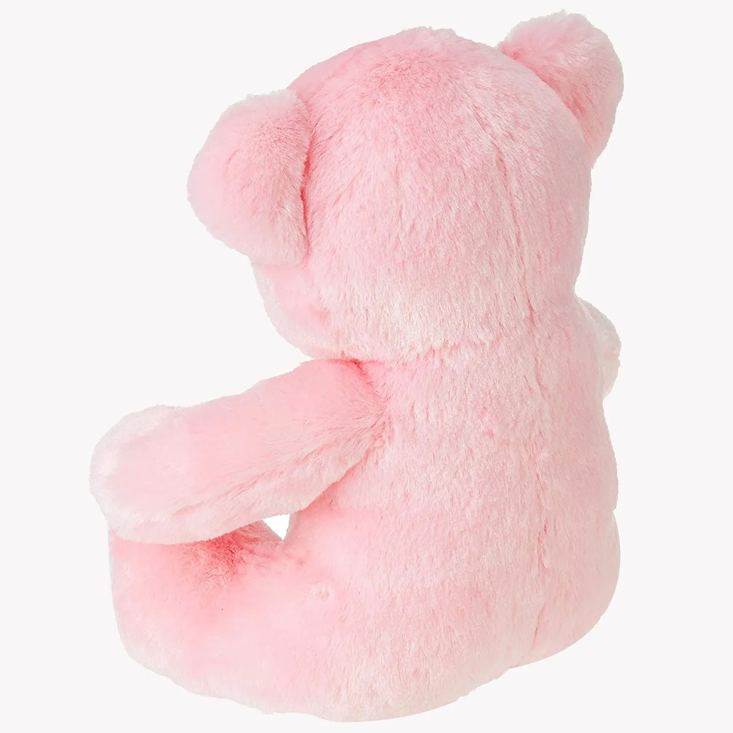 Webby Plush Cute Sitting Teddy Bear Soft Toys with Neck Bow and Foot Print, Pink 35 cm