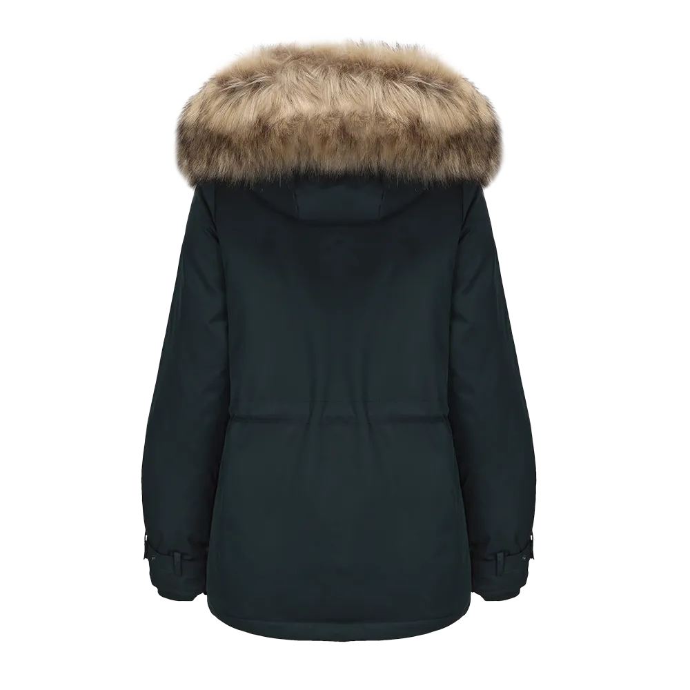 Women's Luxurious Faux Fur Hood Down Jacket