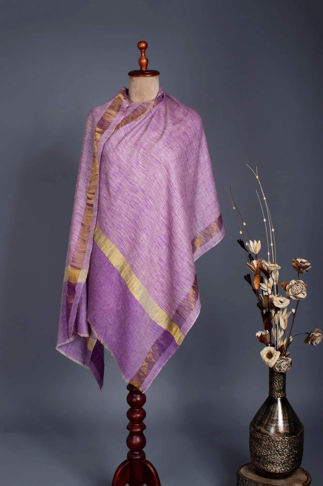 Zari Ikat Purple Pashmina Wrap -  CHHATAK